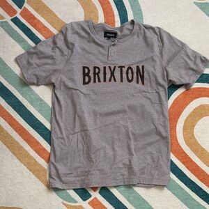 Brixton Heather Grayish/Brownish Logo Henley Tee